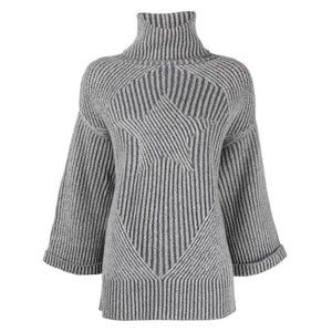 Lorena Antoniazzi Ribbed Knit Turtleneck Sweater With Star Pattern - NWT
